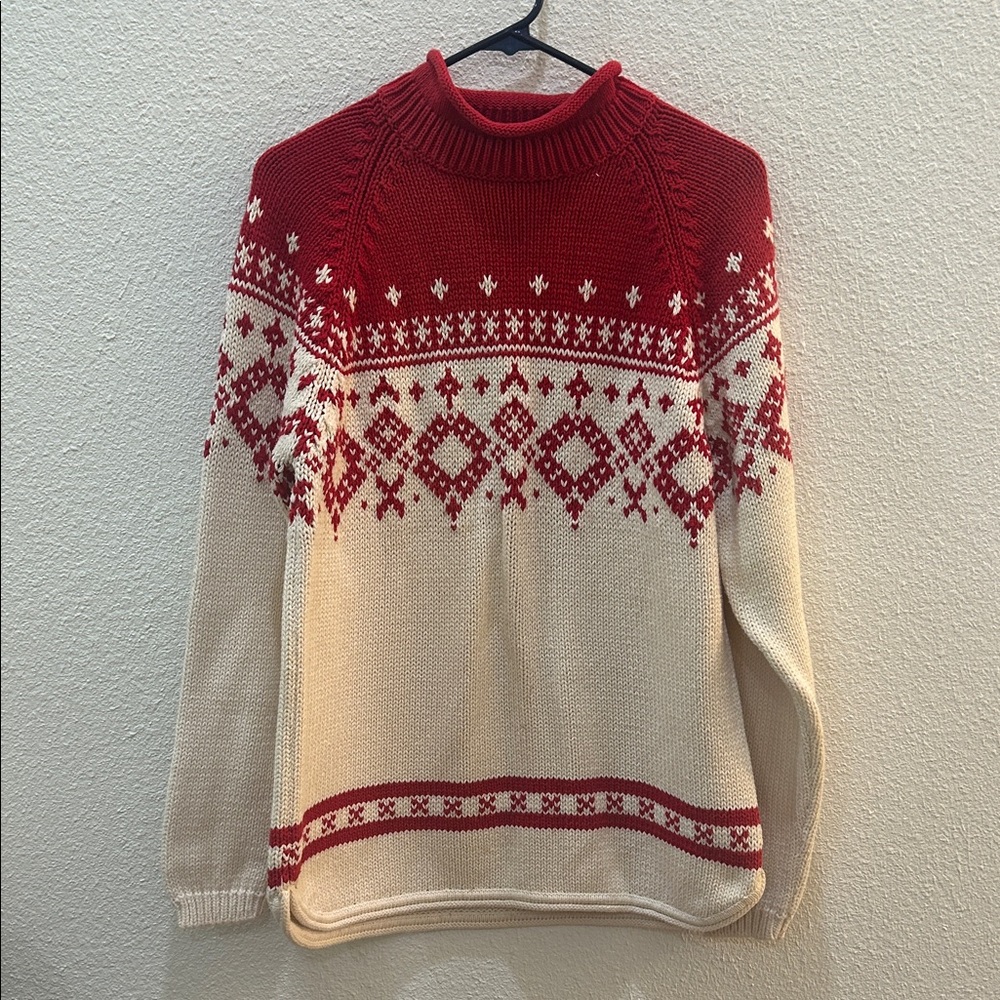 Vintage Eddie Bauer Women's Fair Isle Roll Neck Knit Sweater M